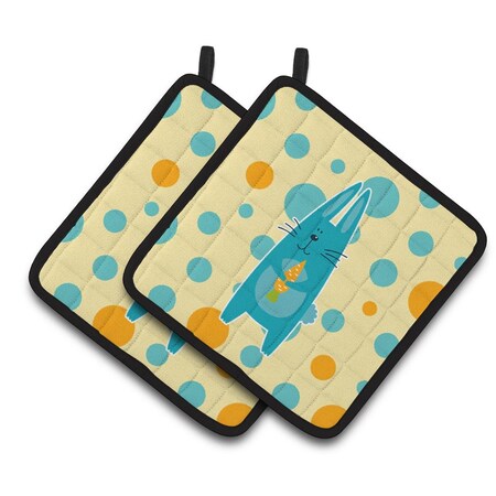Carolines Treasures Polkadot Rabbit Pair of Pot Holders BB6757PTHD